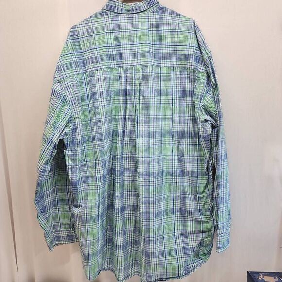 Roper Long-Sleeve Button-up Men's Size 3XLT Green and Blue Checkered Shirt H6 - Picture 3 of 7